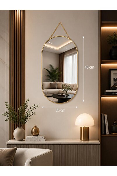 Asil Konsept Çerçeveli Duvar Aynası Askılı Ayna Gold Sarı Çerçeveli Dekoratif...
