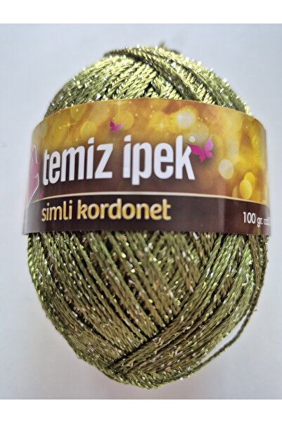 Marmara Zeytin Yeşili Simli Kordonet Altın/sarımsı simli parlaklık