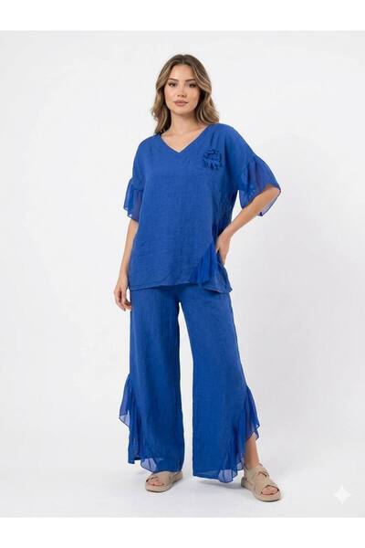 Cb Made In Italy Fortuna Moda İtalyan Keten İpek Detaylı İkili Takım