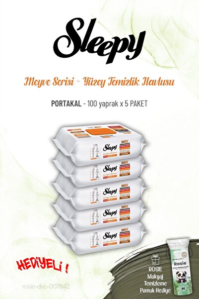 Sleepy Orange Surface Cleaning Towel 100 Sheets X 5 Packs and Rosie