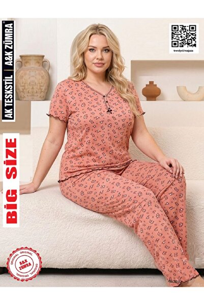 A&K ZÜMRA Natural Viscose Mother Model Women's Short Sleeve Pajama Set