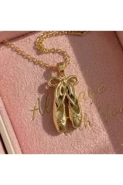 Heda Jewelry Ribbon Ballet Kolye - Balerin Ayakkabısı Kurdeleli Kadın Kolye