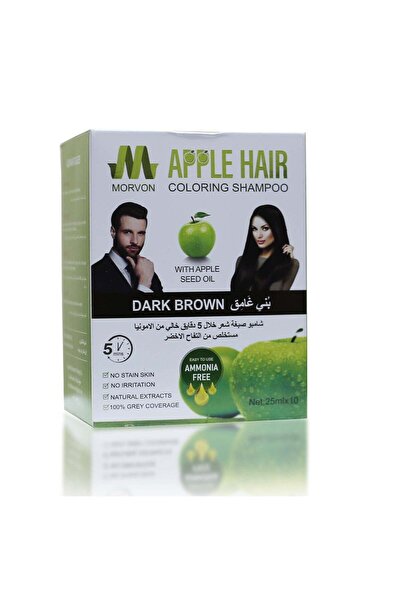 MORVON Ammonia-free dark brown hair dye shampoo with green apple extract, 25m...