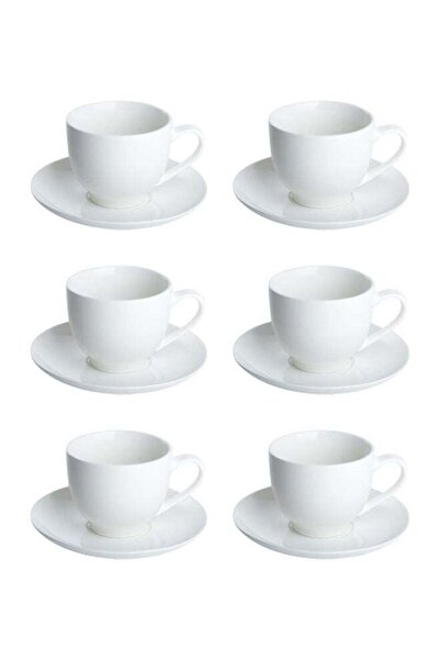 Trust Dov 12-Piece Porcelain Tea Cup & Saucer Set 220ML White, Set for 6 People