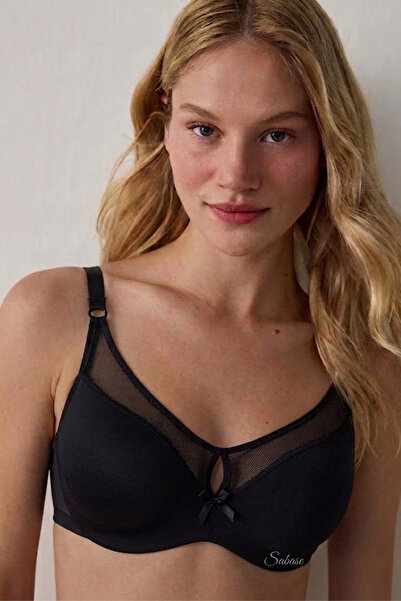 Sabase C Molded Tulle Detailed Seamless Underwire Gathering Bra - Non-Padded Bra