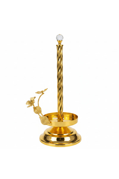 AKDC Maximan Golden Metal Paper Towel Holder | Twisted Crystal Top | 35×12 cm