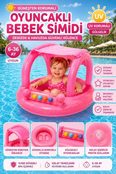 Gargamel Round Shaded Baby Ring – Baby Sea and Pool Ring with Seat
