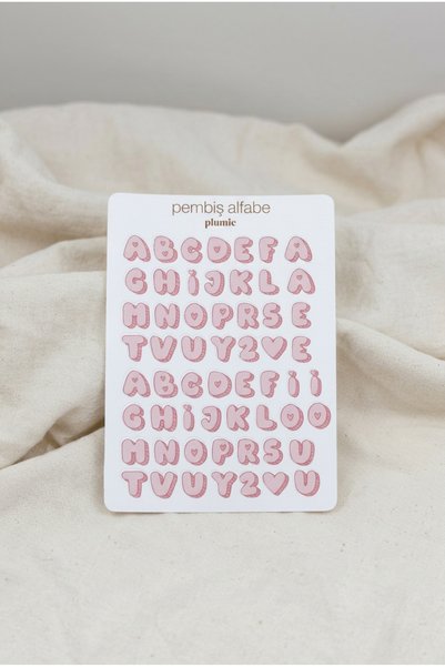 Plumie 3-Piece Premium Alphabet Sticker Sheet Set A6 – Floral, Pink, and Heart Alphabet