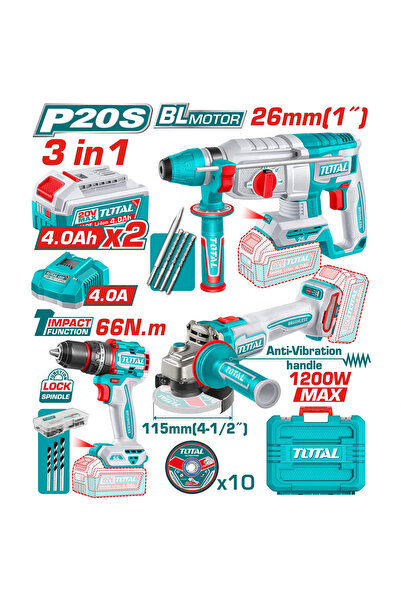 TOTAL 20V 3-in-1 Battery Multi Tool Set