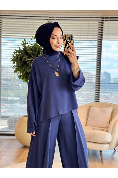 ALANURMODA 22880 طقم تونيك من الكتان قصير من الأمام وطويل من الخلف باللون الأ...