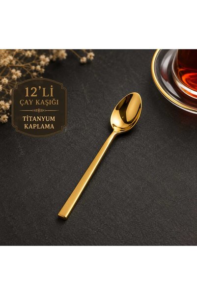 AYBABA STORE 12-Piece Gold Color Gold Teaspoon Stainless Steel Luxury Design