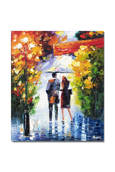 artnova Ръчно рисувана картина на влюбени, Двоето ни под моето чадърче, 60x50...