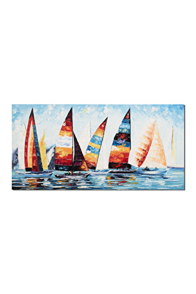 artnova Ръчно рисувана картина, Ветроходна надпревара, 120x60см, маслени бои ...