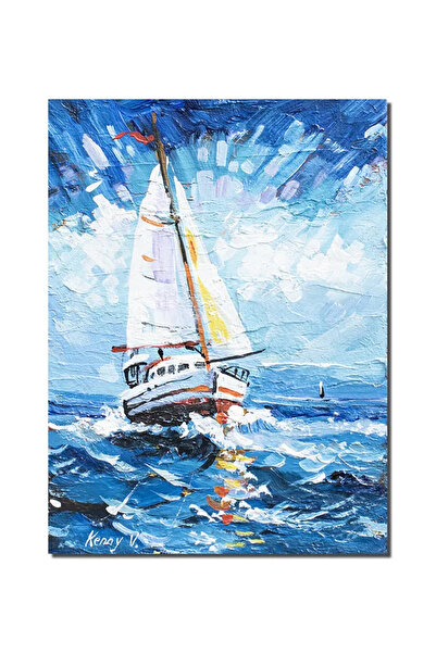 artnova 3D картина на морски пейзаж, ръчно рисувана от Иола, 40x30 см, акрил ...