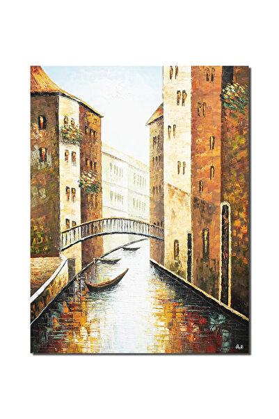 artnova Tablou canal cu barci in Venetia pictat manual 120x90cm ulei pe panza...
