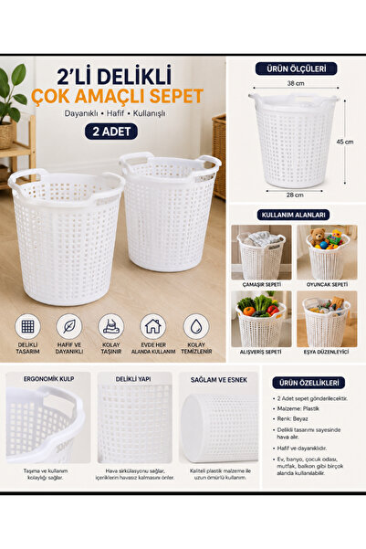 efe zuccaciye 2 li delikli sepet / plastik sepet