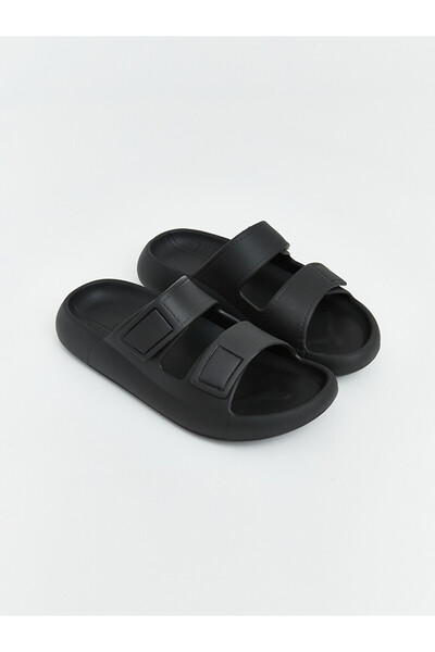 LC Waikiki Vizyon New Season Black Adjustable Velcro Men's Slippers