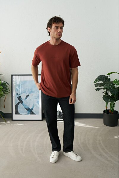 duo fideles Men's Text Detailed T-Shirt