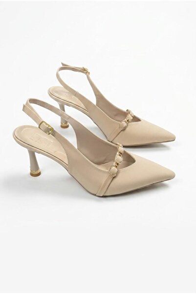 fort 35096 Satin Chain Buckle Detailed 7 cm Heel Height Women's Shoes