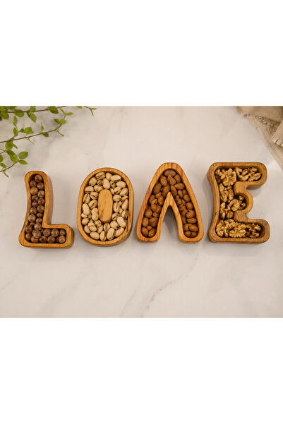WOODMEN Love Wooden Snack Bowl – Handmade Solid Wood Decorative Multi-Compart...
