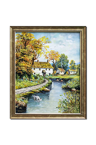 artnova Tablou peisaj pictat manual inramat, Pe meleaguri transilvanene, 55x4...