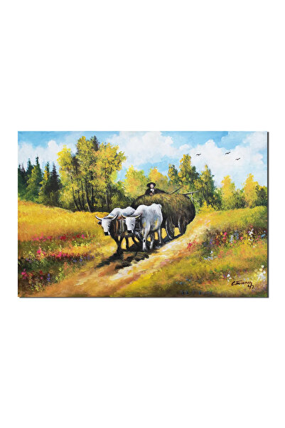 artnova Известна картина „Каретата с воловете“, ръчно рисувана, 60x40 см, мас...