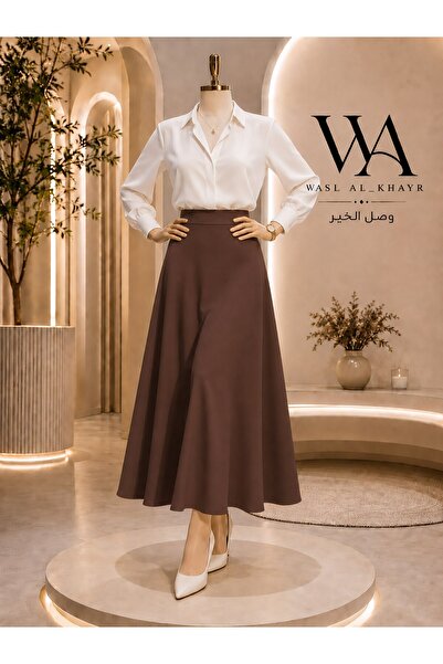 WASL ALKHAIR Women's 38cm Length Midi Skirt with Classic Flowing Cut and Soli...