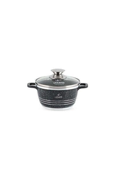 Lifesmile Life Smile 16 cm Oven-Safe Granite Coating Cooking Pot with Glass L...