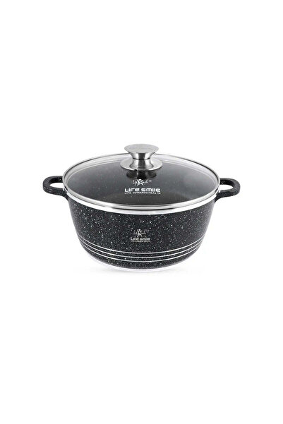 Lifesmile Life Smile 24 cm Oven-Safe Granite Coating Cooking Pot with Glass L...