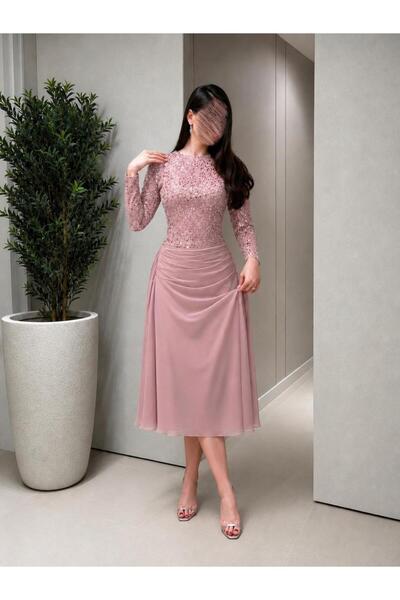 Mar style Luxury Beaded Embroidery Midi Evening Dress and High Fashion Flowin...