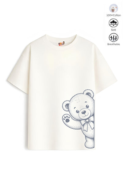 Belya Kids Wear Boy's Oversize Fit Belya Kids Teddy Bear Design B9 Cotton T-S...