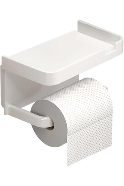 Nirnisa Yapışkanlı Raflı Tuvalet Kağıdı Askılığı Plastik Raf Banyo Kağıtlık Telefon Tutucu Askısı Aparatı