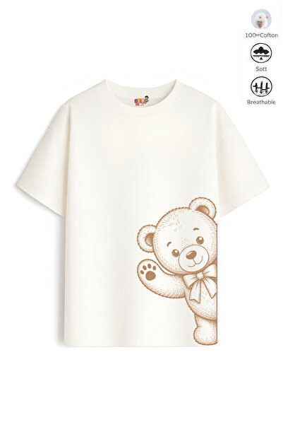 Belya Kids Wear Boy's Oversize Fit Belya Kids Teddy Bear Design B26 Cotton T-...