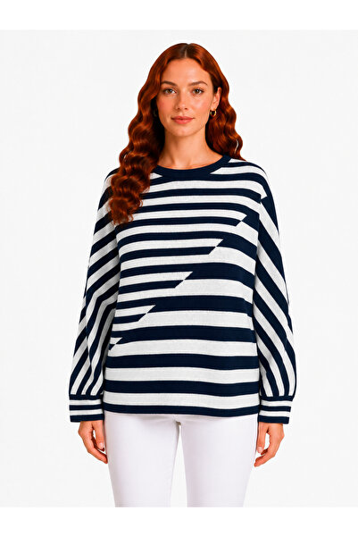 Neden Tekstil Women's Knitwear Striped Long Sleeve Sweater