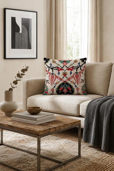 Bella Home Premium Goblen Embroidery Cushion Cover 40 cm X 40 cm - 1 Piece