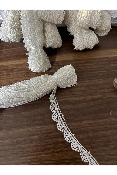 Butik Bridal 9 Metre Kalın İşlemeli Güpür Dantel Gelinlik Abiye Moda Tasarım Dantel Şerit Beyaz