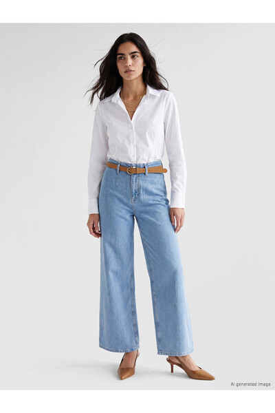 LC Waikiki Wide Leg Women's Jean Pants with Belt for Style Enthusiasts from U...