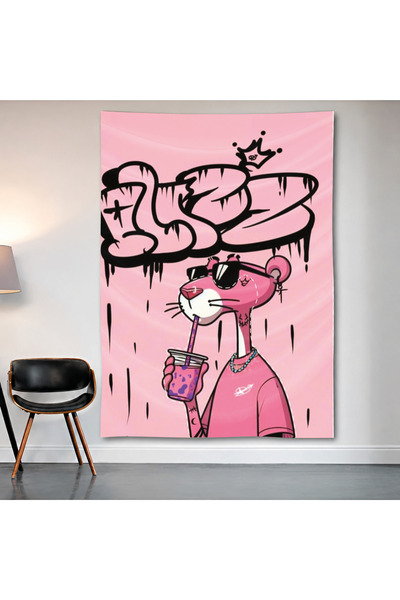 Geek Cultcha لوحة جدارية من Pink Panther، لوحة جدارية من قماش الساتان عالي ال...