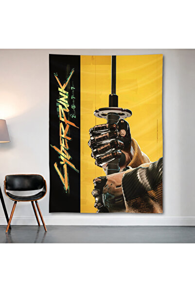 Geek Cultcha سجادة حائط من Cyberpunk 2077، ملصق من قماش الساتان عالي الجودة