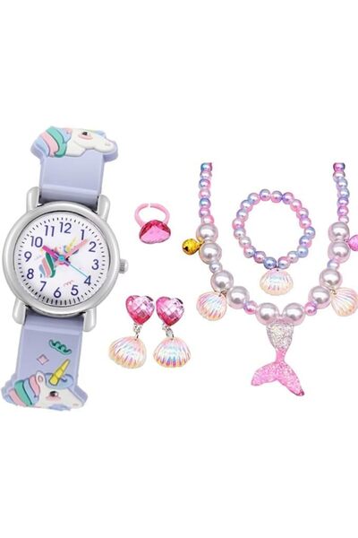 Arabest Kids Unicorn Jewelry Set,3D Cartoon Waterproof Digital Watch,Pink Uni...