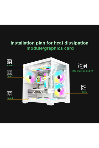 Atheron Eagle CORE Panoramik Micro ATX Gaming Kasa | 3x120mm ARGB Fan | 9 Port PWM ARGB Kontrolcü | Temperli Cam | Beyaz