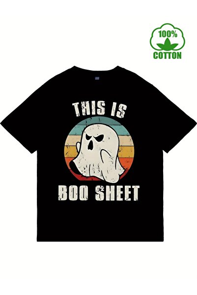 Ekim11 تي شيرت قطني أسود للرجال من This Is Boo Sheet بوزن 180 جرام