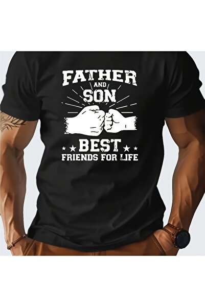 12 HERTZ تي شيرت قطني للرجال من FATHER AND SON BEST FRIENDS FOR LIFE