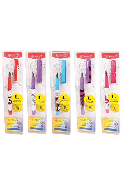 CRESCO Stilou Collage 11 pentru stangaci, cu 6 cartuse, Multicolor