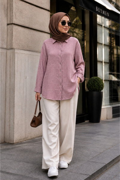 get crazy collection Shirt Collar Linen Tunic Shirt