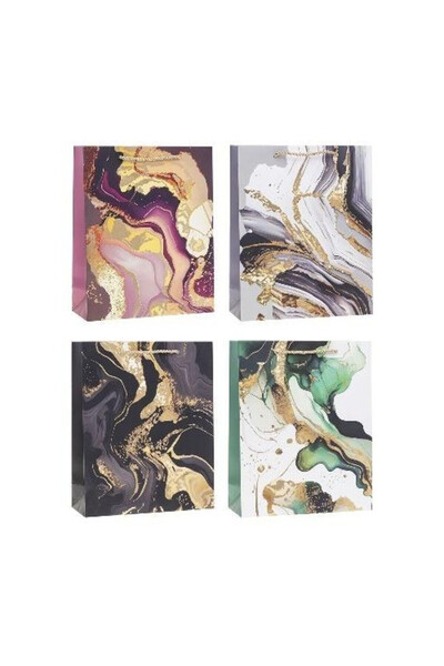 OEM Pungă decorativă cadou Rozetă 18x23x8 cm, amestec cu ștanțare la cald