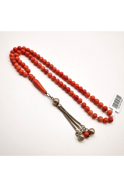 Generic Italian Coral Rosary 65 Beads 5.5mm Red Round Prayer Beads 22g Antiqu...