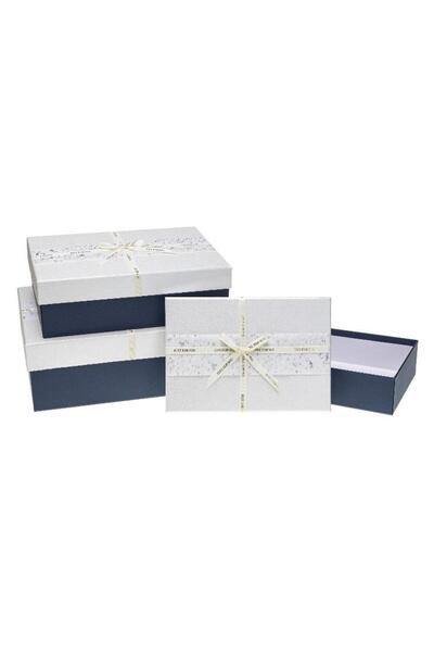OEM Set de 3 cutii cadou dreptunghiulare cu capac roz rozetă