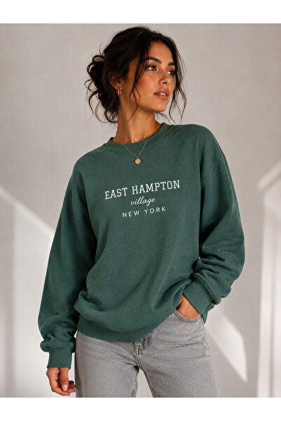 caddekombin Unisex East Hampton and New York Printed Crew Neck Sweatshirt