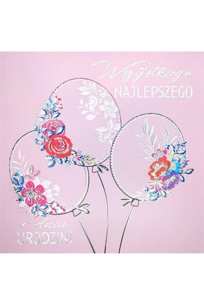 HENRY Felicitare Balon multicolor 15x15cm embossing argintiu